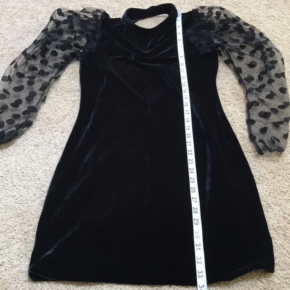 ZARA Size M velvet dotted mesh open back dress - Picture 12 of 12